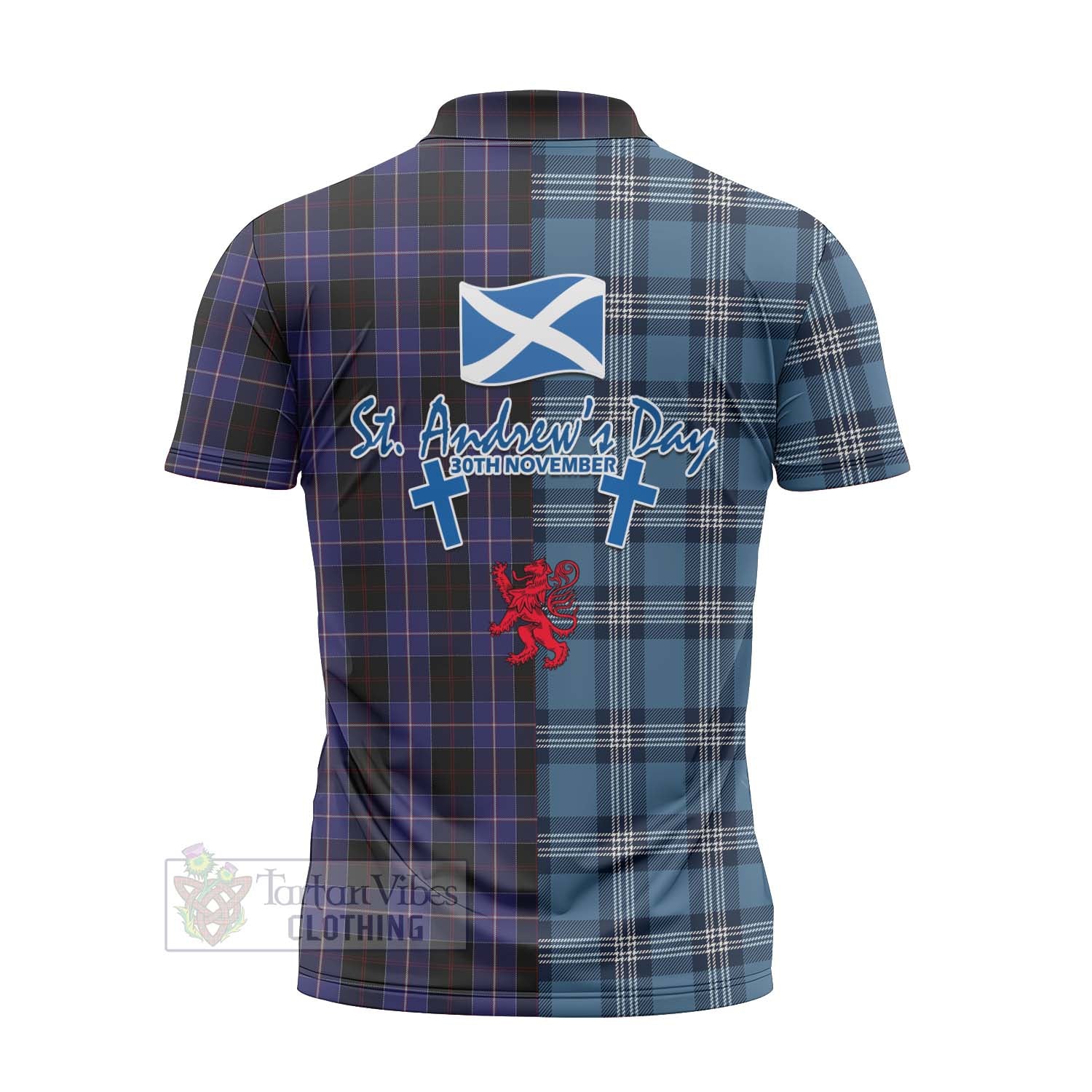 Tartan Vibes Clothing Dunlop Tartan Zipper Polo Shirt Happy St. Andrew's Day Half Tartan Style