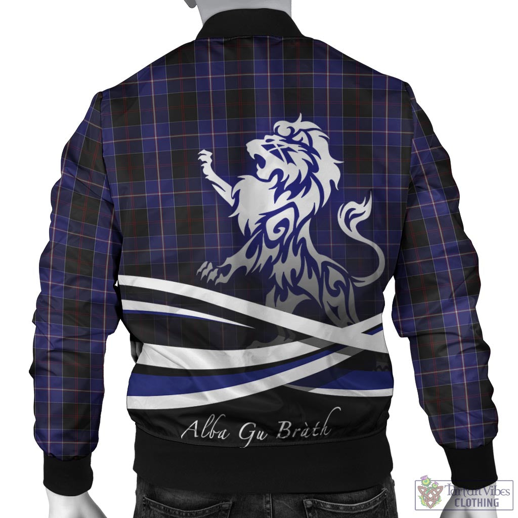 Tartan Vibes Clothing Dunlop Tartan Bomber Jacket with Alba Gu Brath Regal Lion Emblem