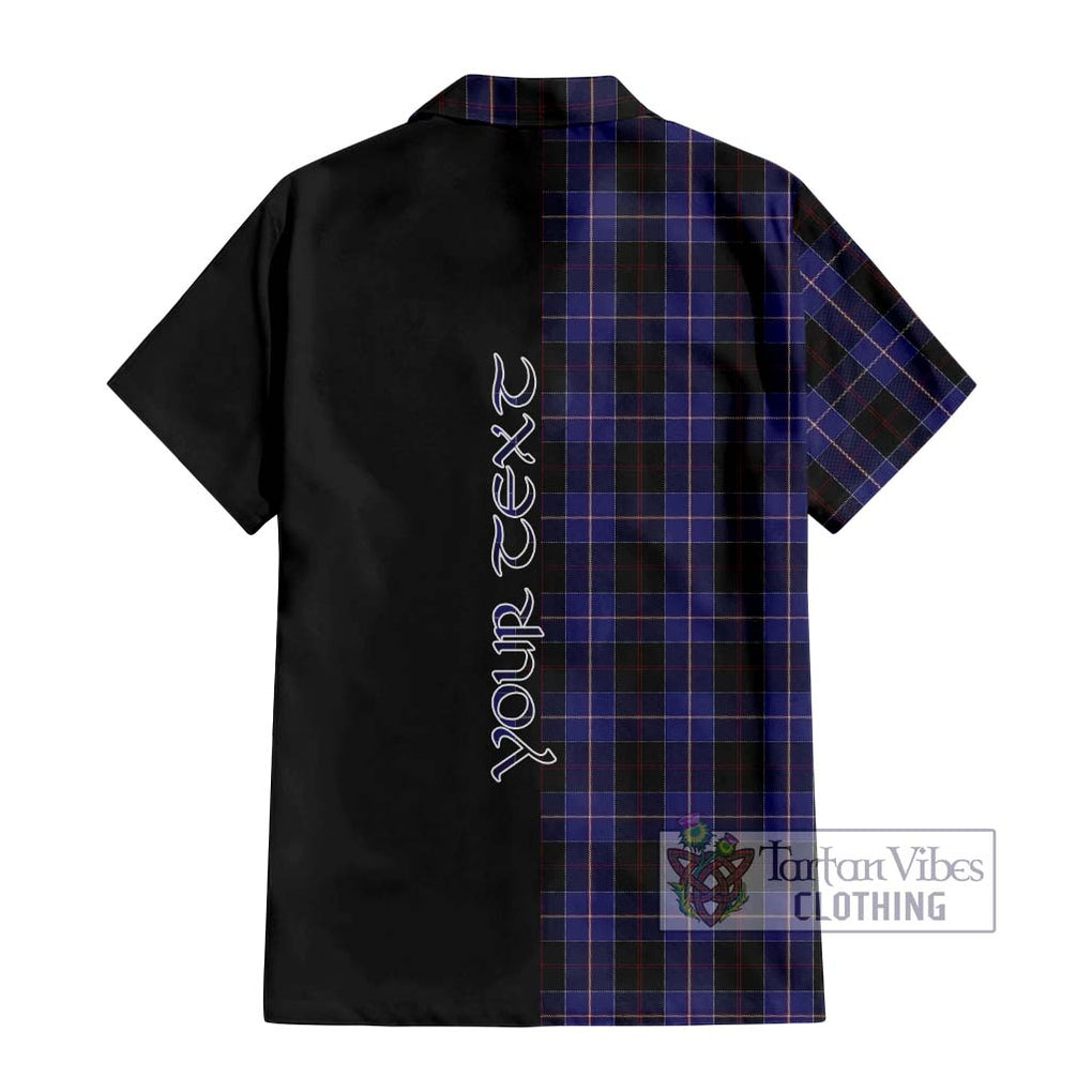 Dunlop Tartan Short Sleeve Button Shirt with Family Crest and Half Of Me Style - Tartanvibesclothing Shop