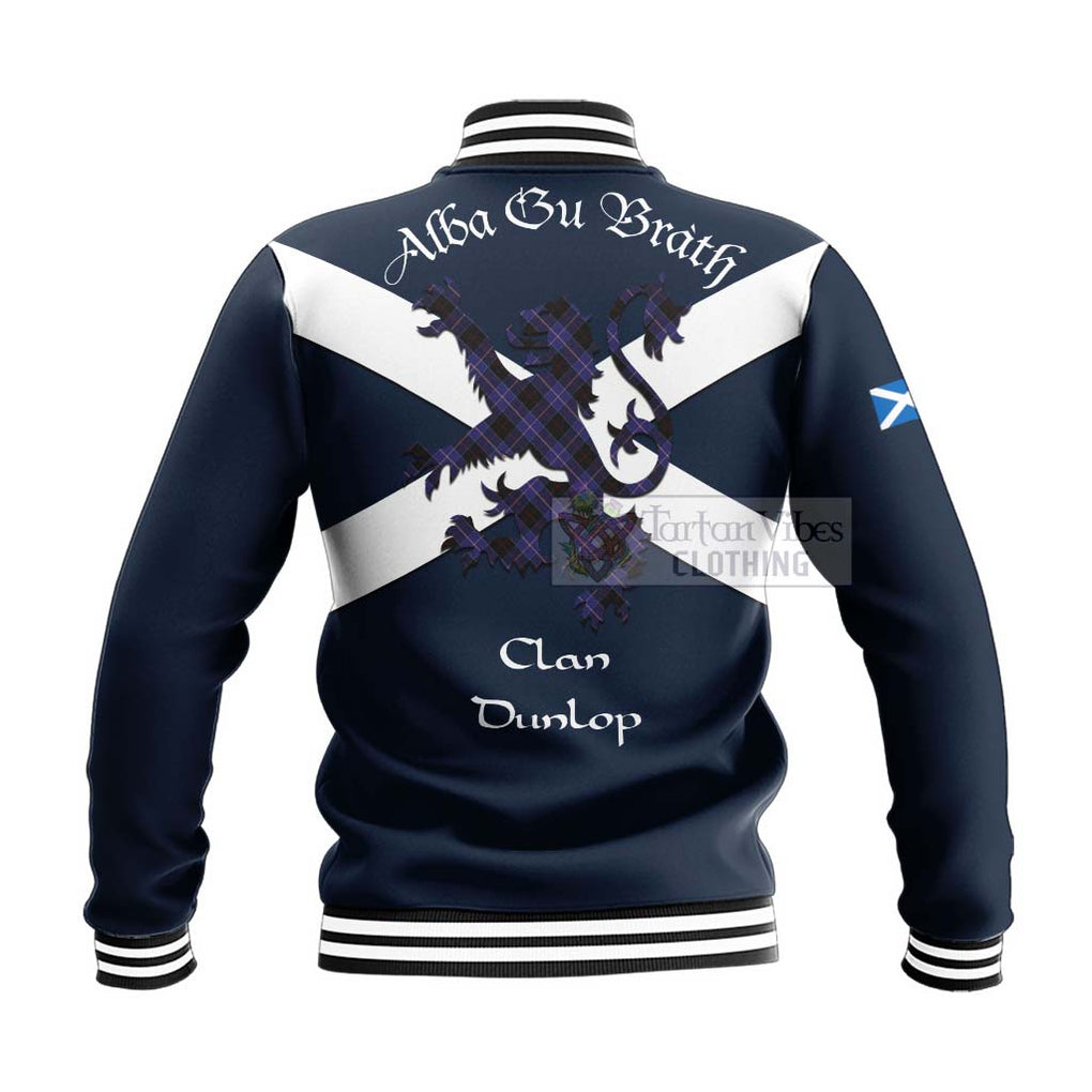 Dunlop Tartan Lion Rampant Baseball Jacket Proudly Display Your Heritage with Alba Gu Brath and Clan Name - Tartan Vibes Clothing