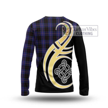 Dunlop Tartan Long Sleeve T-Shirt with Family Crest and Celtic Symbol Style