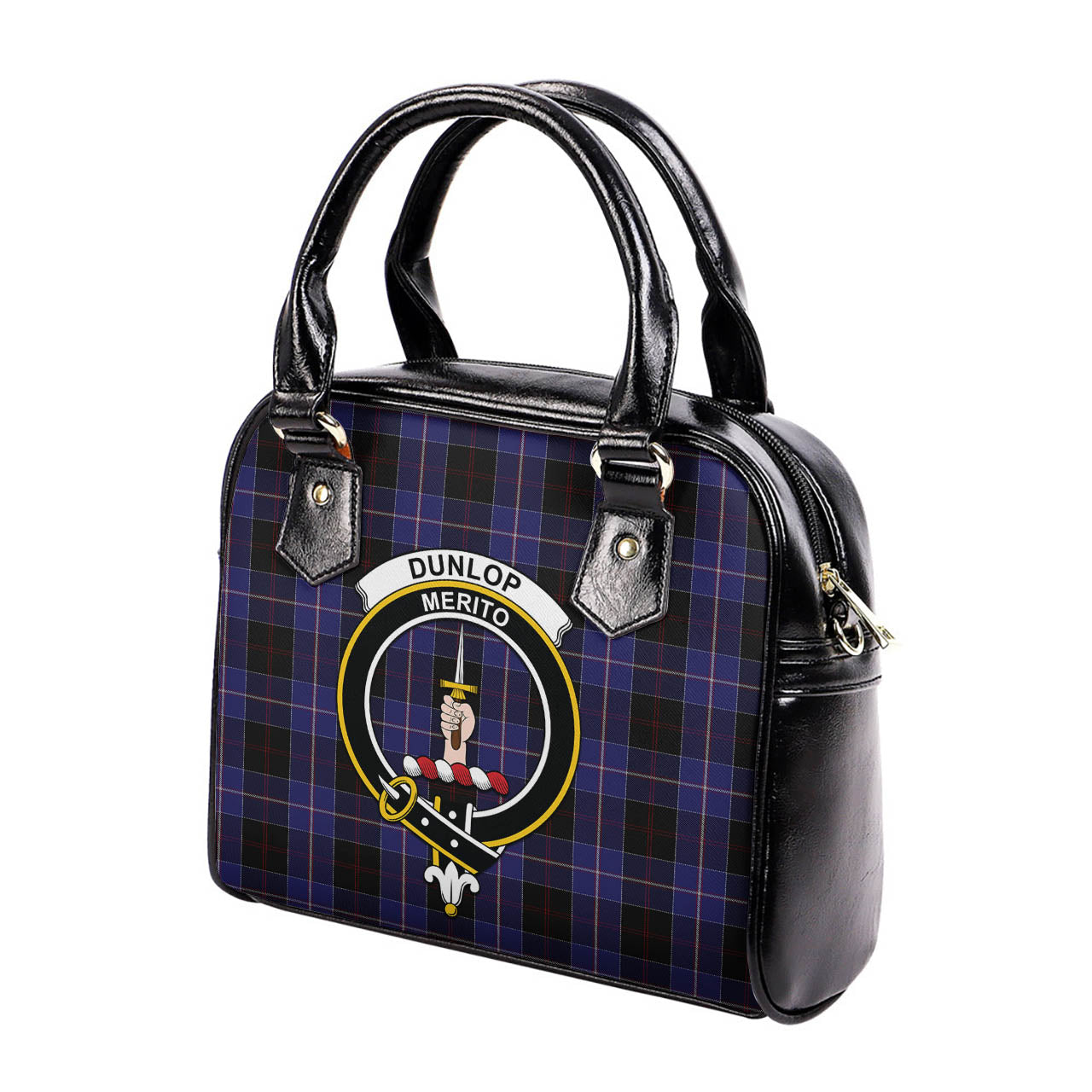 Dunlop Tartan Shoulder Handbags with Family Crest - Tartanvibesclothing