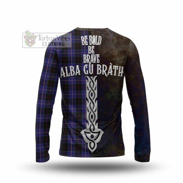 Dunlop Tartan Family Crest Long Sleeve T-Shirt Alba Gu Brath Be Brave Lion Ancient Style - Tartan Vibes Clothing