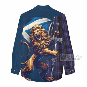 Dunlop Tartan Family Crest Women's Casual Shirt with Scottish Majestic Lion