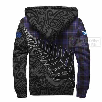 Dunlop Crest Tartan Sherpa Hoodie with New Zealand Silver Fern Half Style