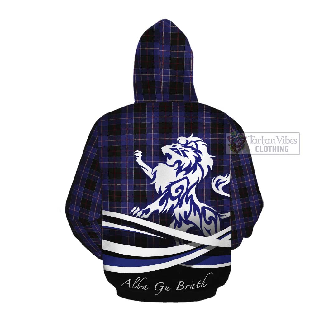 Tartan Vibes Clothing Dunlop Tartan Cotton Hoodie with Alba Gu Brath Regal Lion Emblem