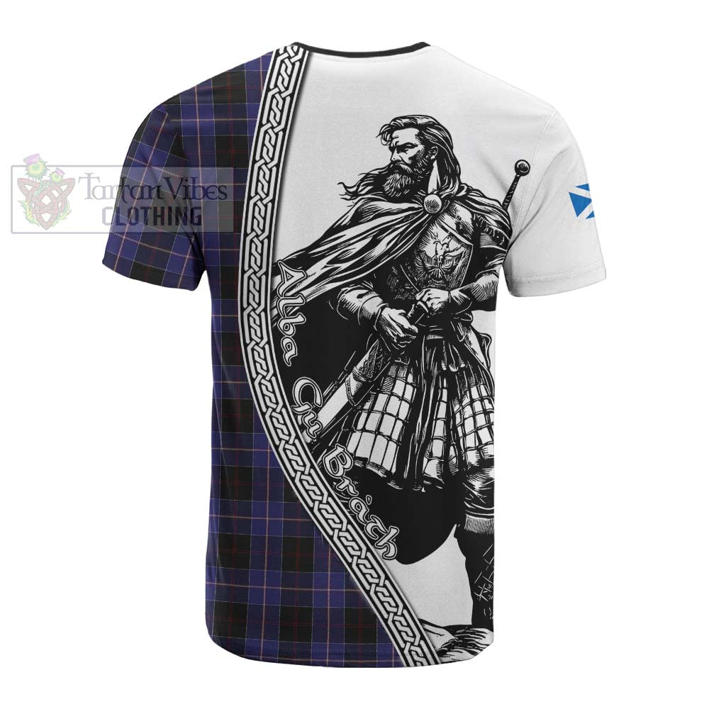 Dunlop Tartan Clan Crest Cotton T-shirt with Highlander Warrior Celtic Style