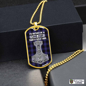 Dunlop Tartan Dog Tag Necklace Viking Mjolnir Style