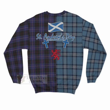 Dunlop Tartan Sweatshirt Happy St. Andrew's Day Half Tartan Style