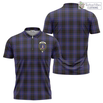 Dunlop Tartan Zipper Polo Shirt with Family Crest