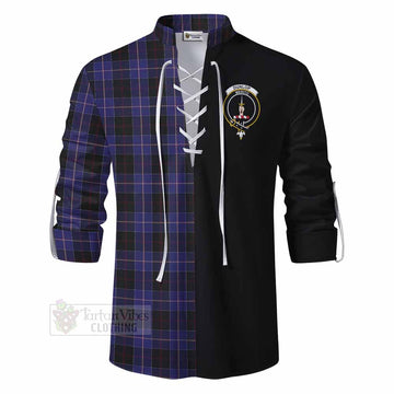 Dunlop Tartan Ghillie Kilt Shirt with Family Crest and Half Of Me Style