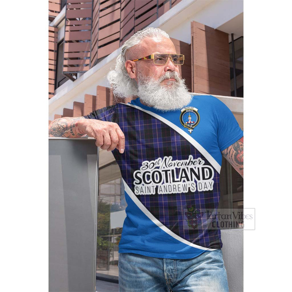 Tartan Vibes Clothing Dunlop Family Crest Tartan Cotton T-shirt Celebrate Saint Andrew's Day in Style