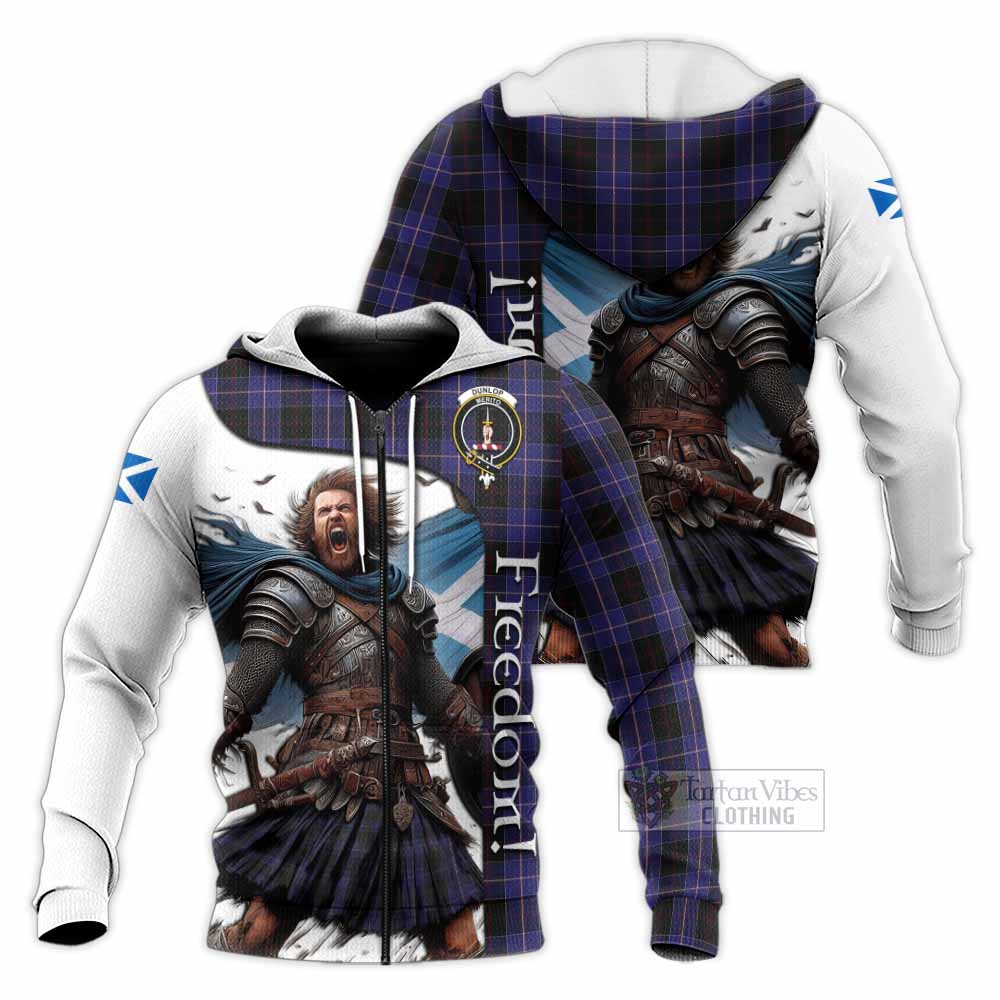 Tartan Vibes Clothing Dunlop Crest Tartan Knitted Hoodie Inspired by the Freedom of Scottish Warrior