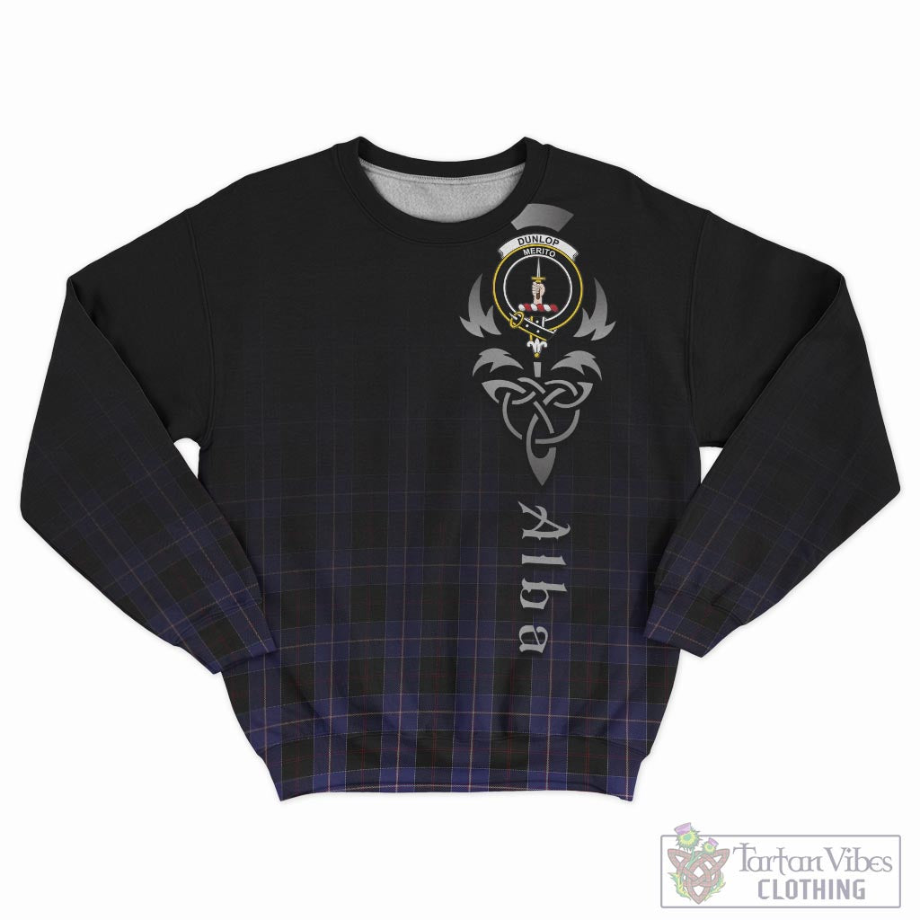 Tartan Vibes Clothing Dunlop Tartan Sweatshirt Featuring Alba Gu Brath Family Crest Celtic Inspired