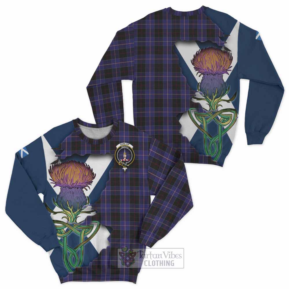 Dunlop Tartan Family Crest Sweatshirt Scottish Thistle Celtic Inspired - Tartan Vibes Clothing