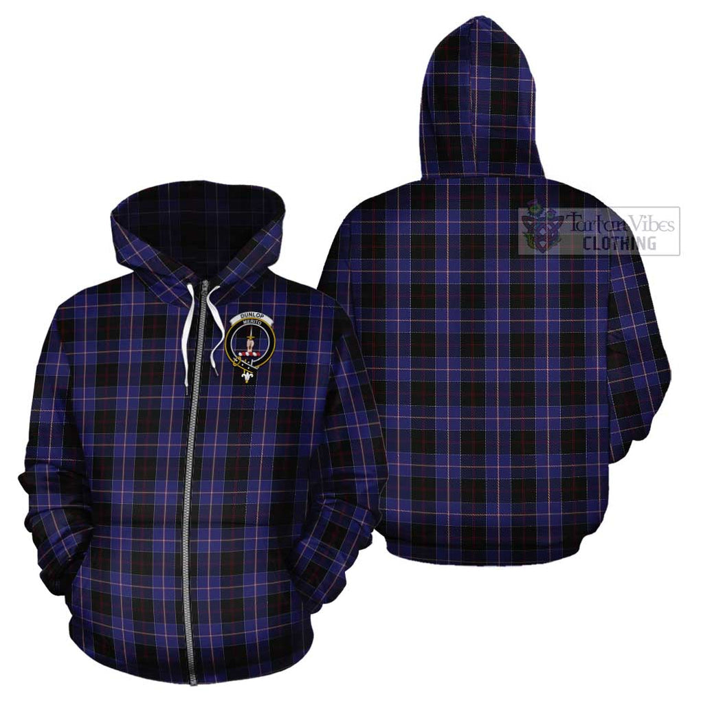 Dunlop Tartan Cotton Hoodie with Family Crest Zip Hoodie - Tartan Vibes Clothing