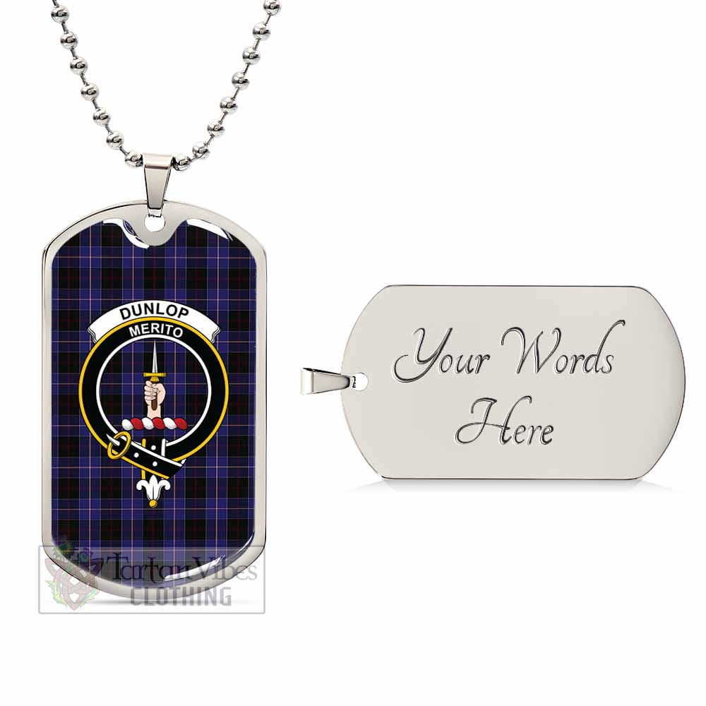 Tartan Vibes Clothing Dunlop Tartan Dog Tag Necklace with Family Crest