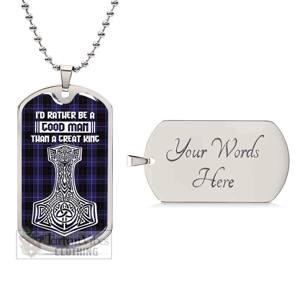 Tartan Vibes Clothing Dunlop Tartan Dog Tag Necklace Viking Mjolnir Style