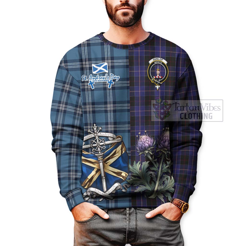 Tartan Vibes Clothing Dunlop Tartan Sweatshirt Happy St. Andrew's Day Half Tartan Style