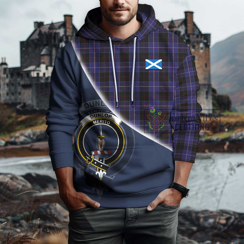 Dunlop Tartan Hoodie with Personalised National Flag and Family Crest Half Style - Tartanvibesclothing Shop