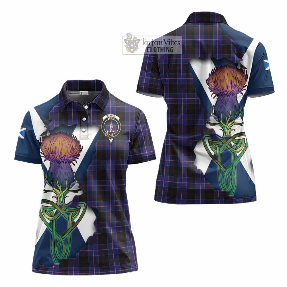 Dunlop Tartan Family Crest Women's Polo Shirt Scottish Thistle Celtic Inspired - Tartan Vibes Clothing