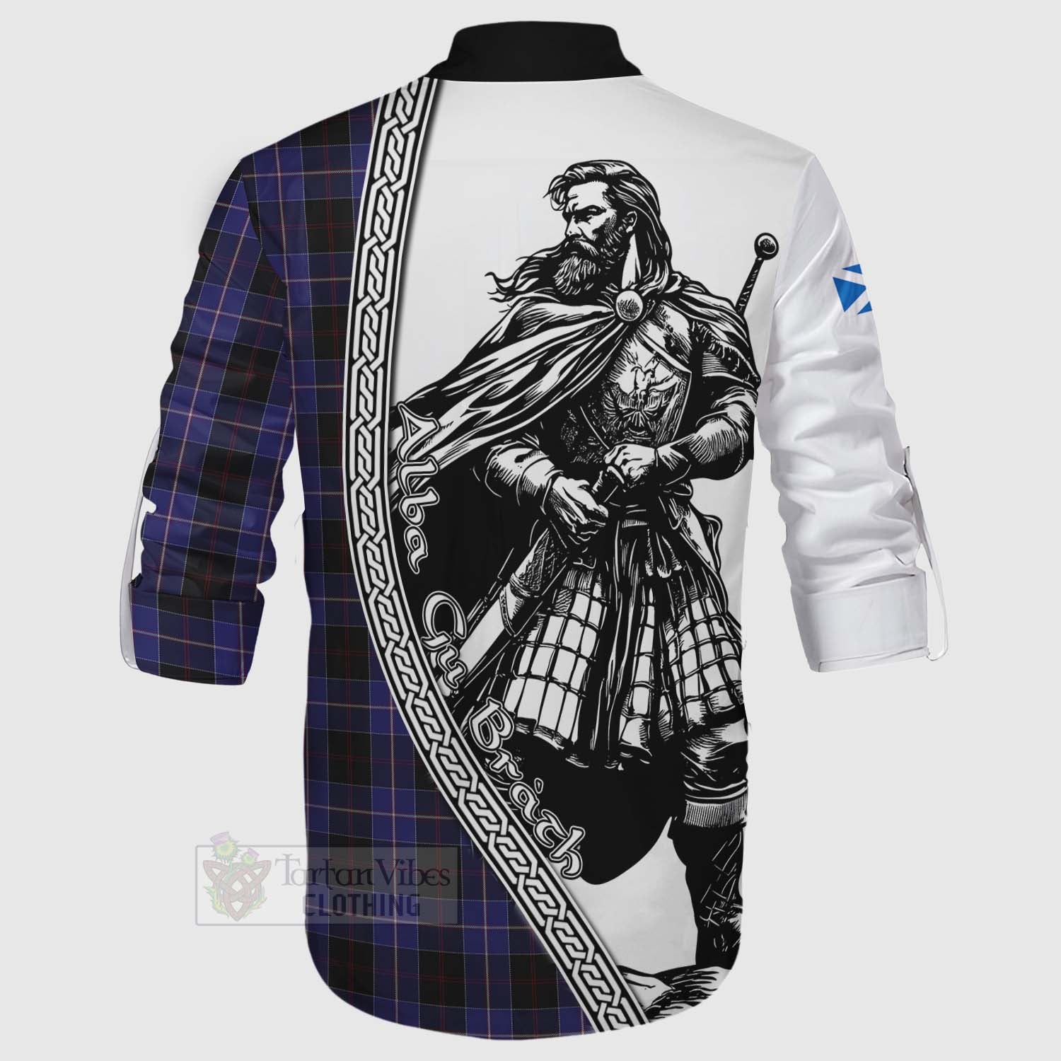 Tartan Vibes Clothing Dunlop Tartan Clan Crest Ghillie Kilt Shirt with Highlander Warrior Celtic Style