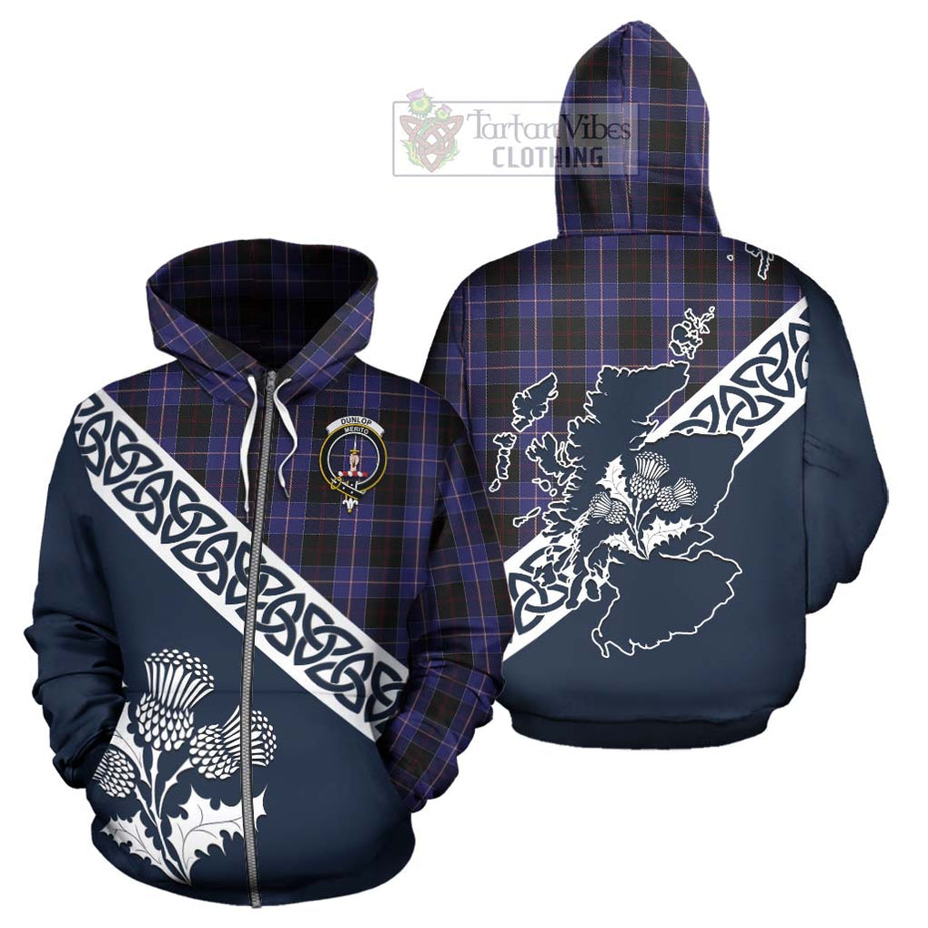 Tartan Vibes Clothing Dunlop Tartan Hoodie Featuring Thistle and Scotland Map