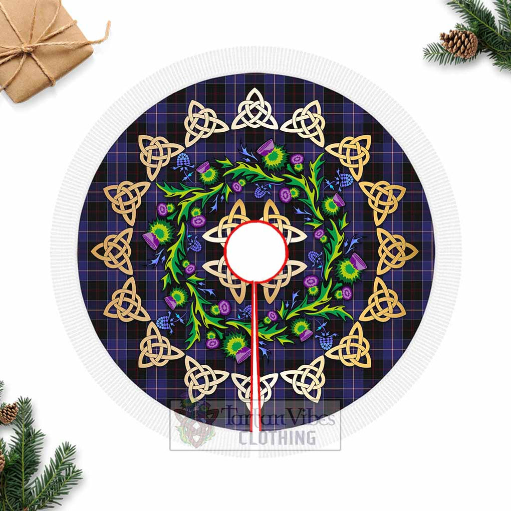 Tartan Vibes Clothing Dunlop Tartan Christmas Tree Skirt with Thistle Celtic Knot Style