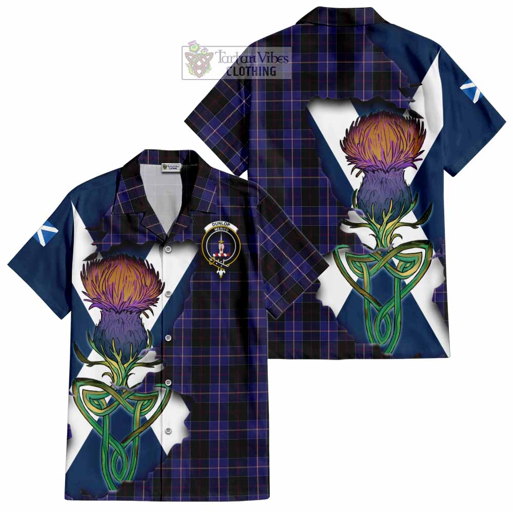 Dunlop Tartan Family Crest Hawaiian Shirt Scottish Thistle Celtic Inspired - Tartan Vibes Clothing