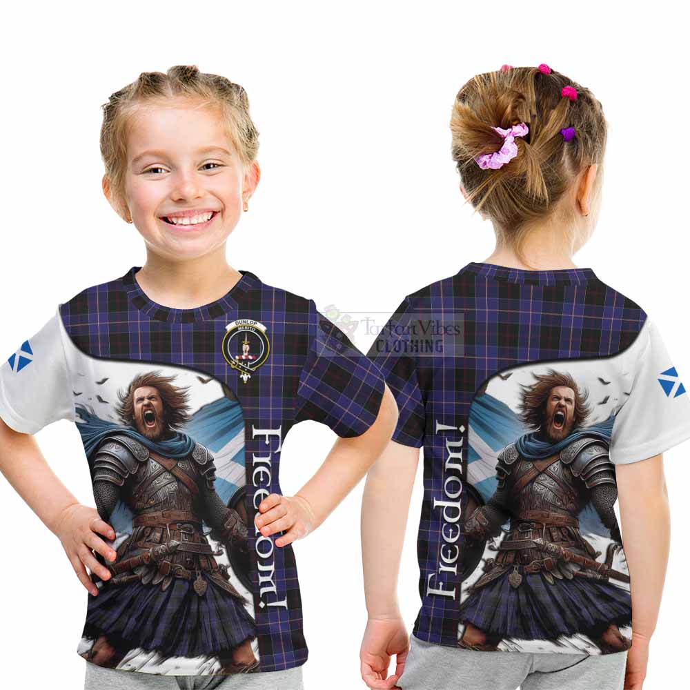 Tartan Vibes Clothing Dunlop Crest Tartan Kid T-Shirt Inspired by the Freedom of Scottish Warrior