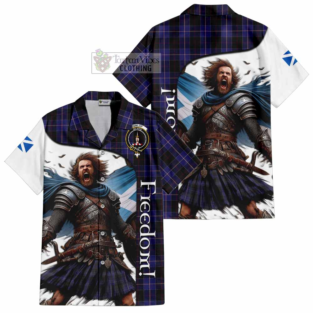 Tartan Vibes Clothing Dunlop Crest Tartan Short Sleeve Button Shirt Inspired by the Freedom of Scottish Warrior