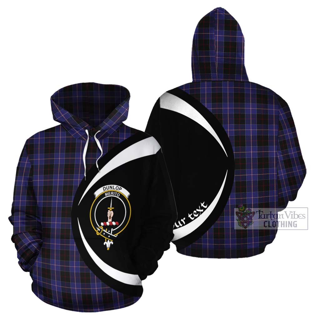 Tartan Vibes Clothing Dunlop Tartan Cotton Hoodie with Family Crest Circle Style