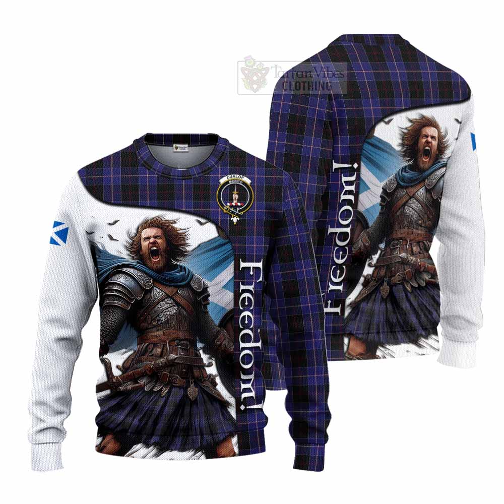 Tartan Vibes Clothing Dunlop Crest Tartan Knitted Sweater Inspired by the Freedom of Scottish Warrior