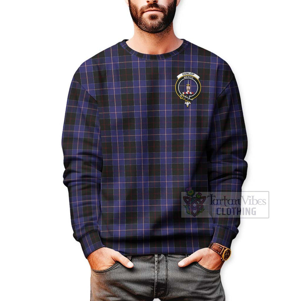 Tartan Vibes Clothing Dunlop Tartan Sweatshirt with Family Crest Celtic Skull Style