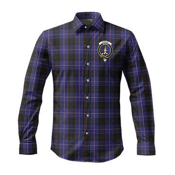 Dunlop Tartan Long Sleeve Button Up Shirt with Family Crest