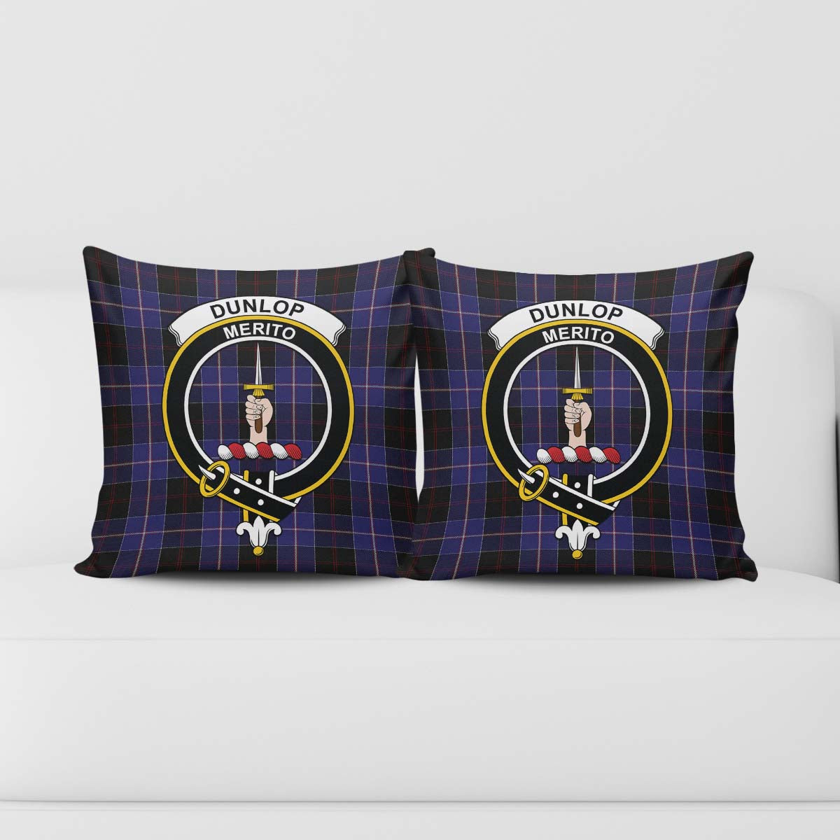 Dunlop Tartan Pillow Cover with Family Crest - Tartanvibesclothing