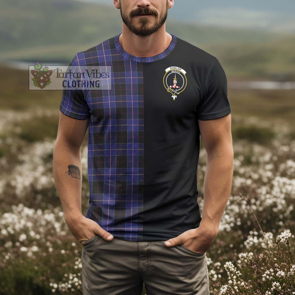 Dunlop Tartan T-Shirt with Family Crest and Half Of Me Style - Tartanvibesclothing Shop