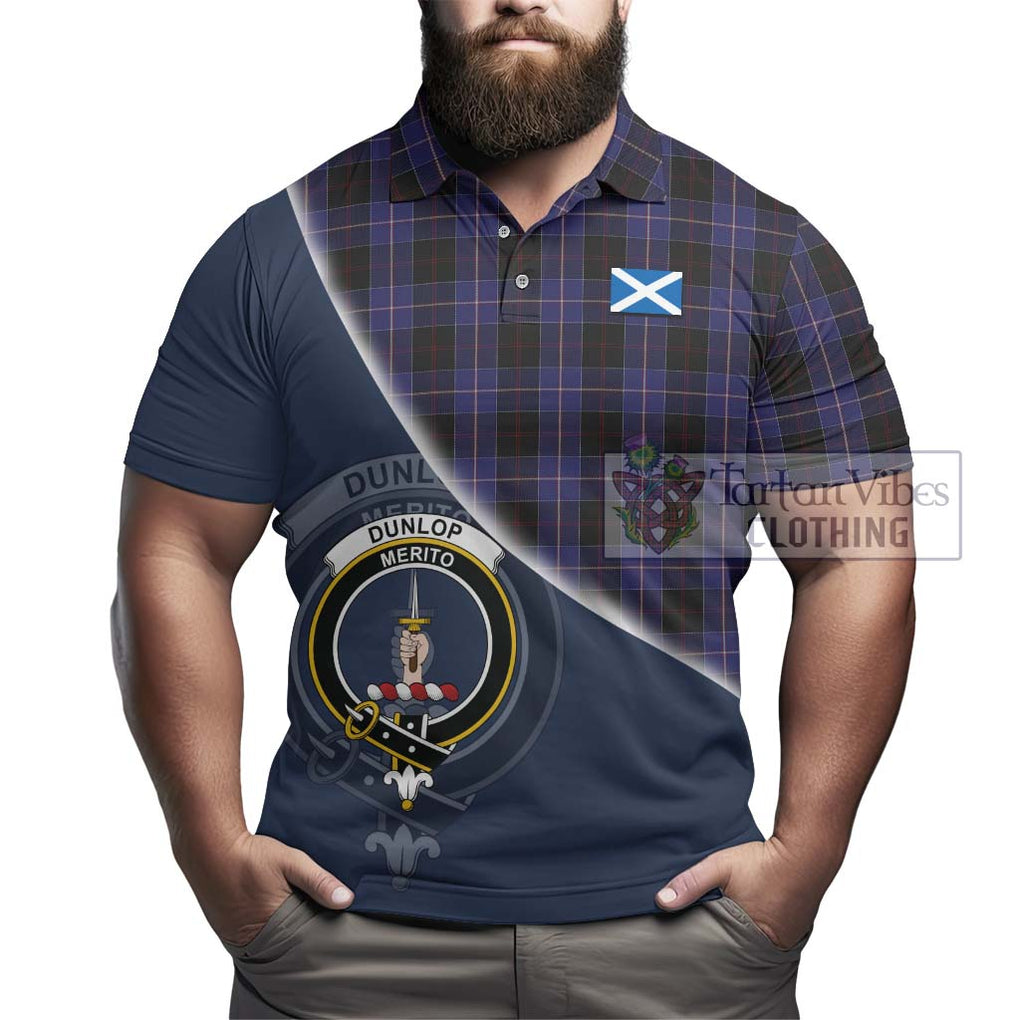 Dunlop Tartan Polo Shirt with Personalised National Flag and Family Crest Half Style - Tartanvibesclothing Shop