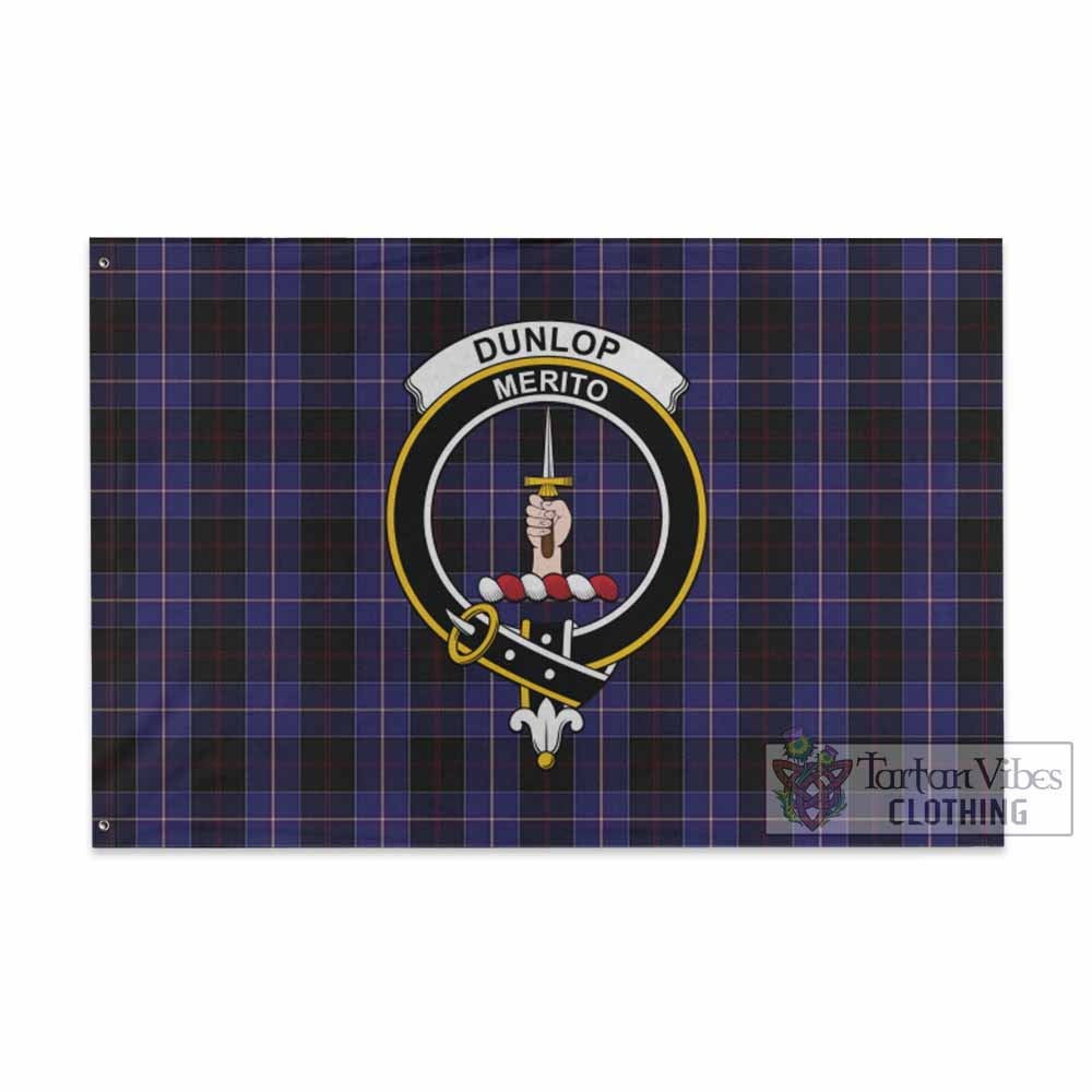 Tartan Vibes Clothing Dunlop Tartan House Flag with Family Crest