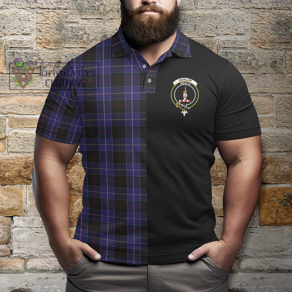 Dunlop Tartan Polo Shirt with Family Crest and Half Of Me Style - Tartanvibesclothing Shop