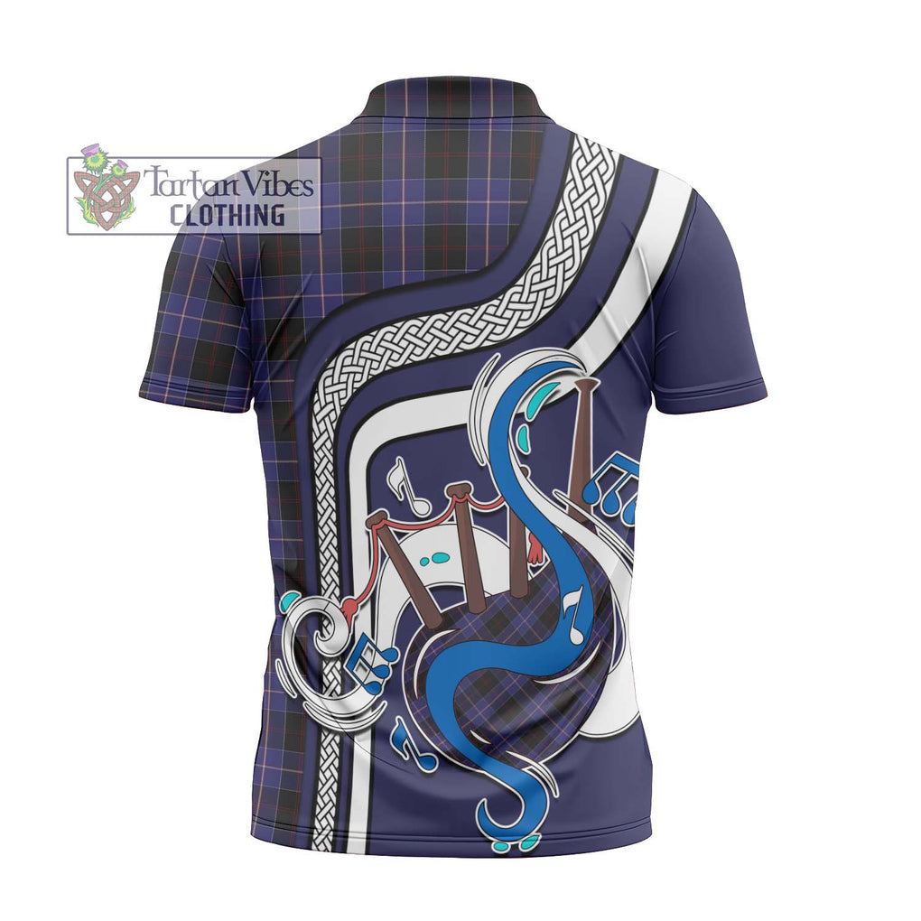 Dunlop Tartan Zipper Polo Shirt with Epic Bagpipe Style - Tartanvibesclothing Shop