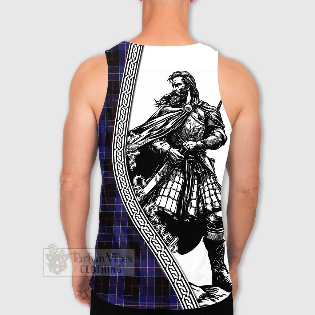 Tartan Vibes Clothing Dunlop Tartan Clan Crest Men's Tank Top with Highlander Warrior Celtic Style