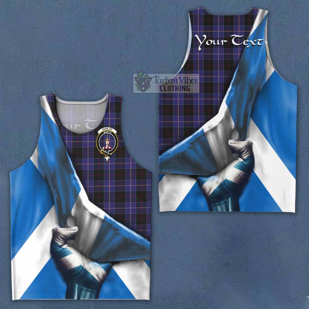 Tartan Vibes Clothing Dunlop Tartan Men's Tank Top with Family Crest Scotland Patriotic Style