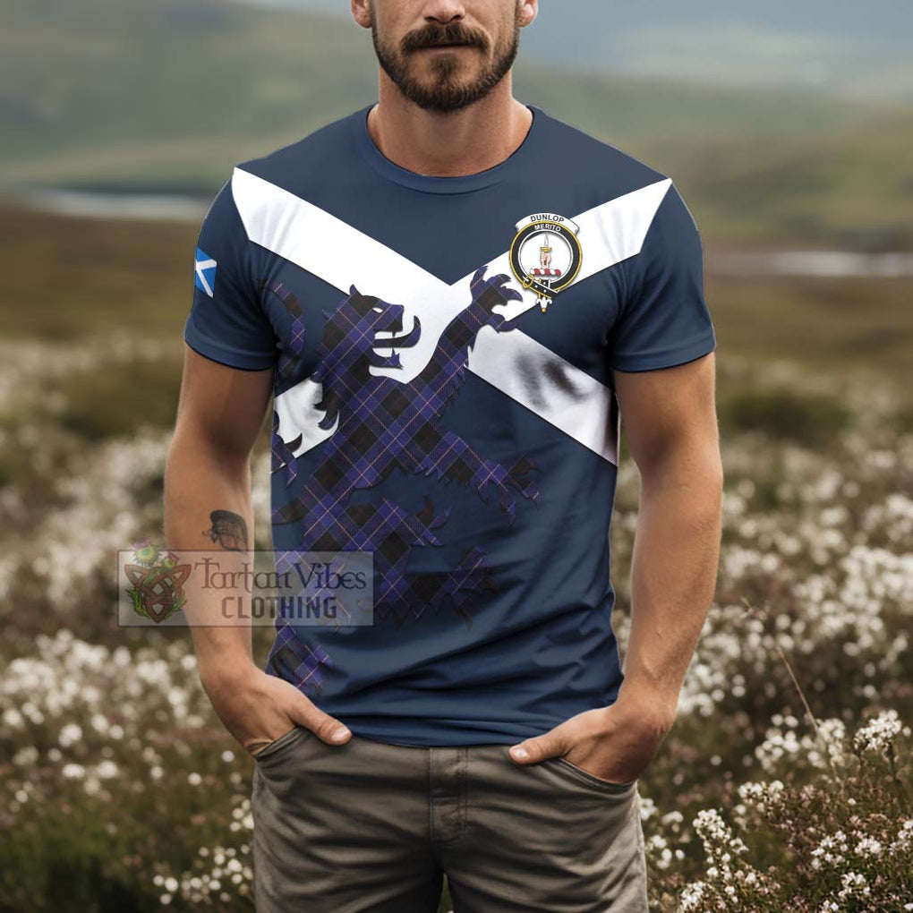 Tartan Vibes Clothing Dunlop Tartan Lion Rampant T-Shirt – Proudly Display Your Heritage with Alba Gu Brath and Clan Name