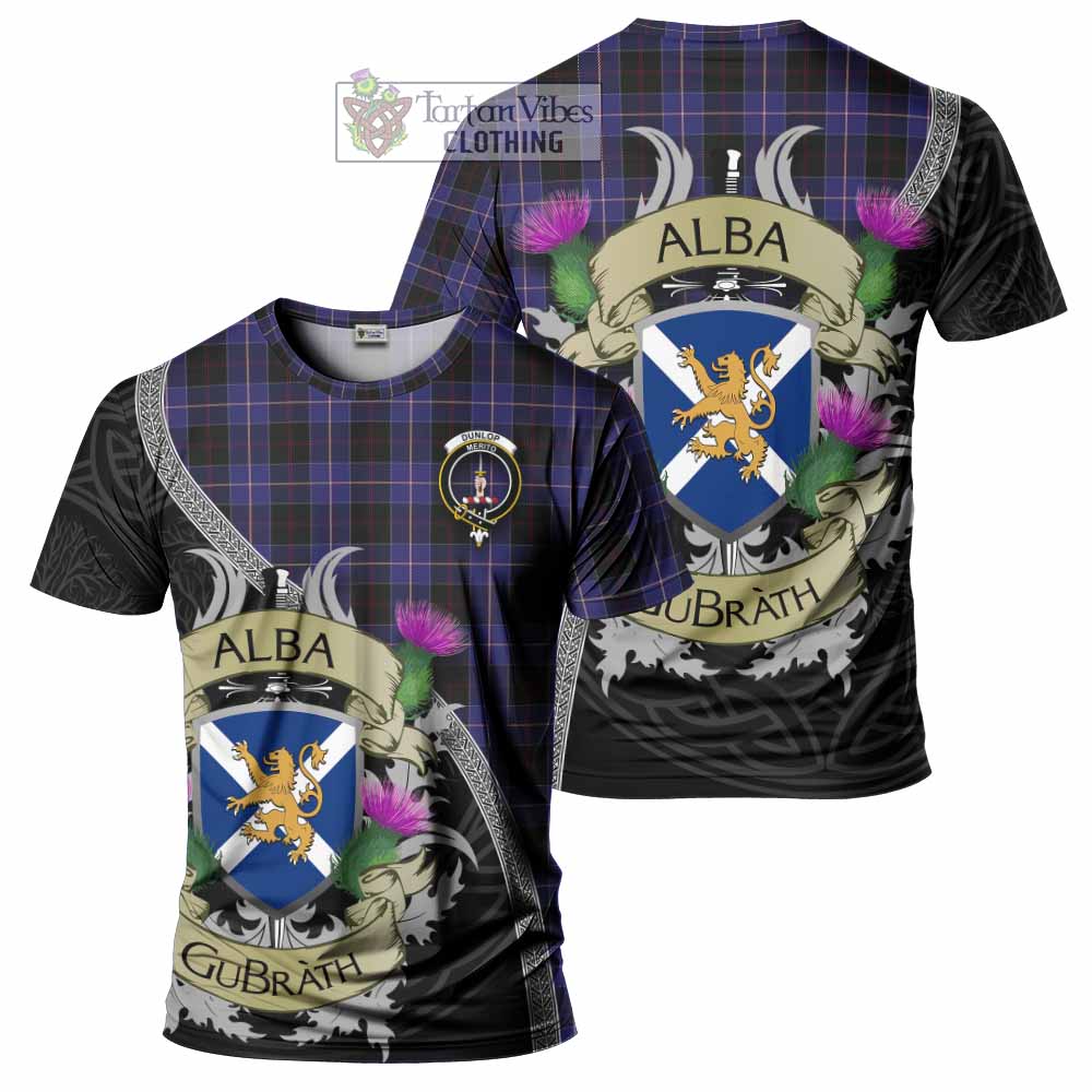 Dunlop Tartan Family Crest T-Shirt Lion Rampant Royal Thistle Shield Celtic Inspired - Tartan Vibes Clothing