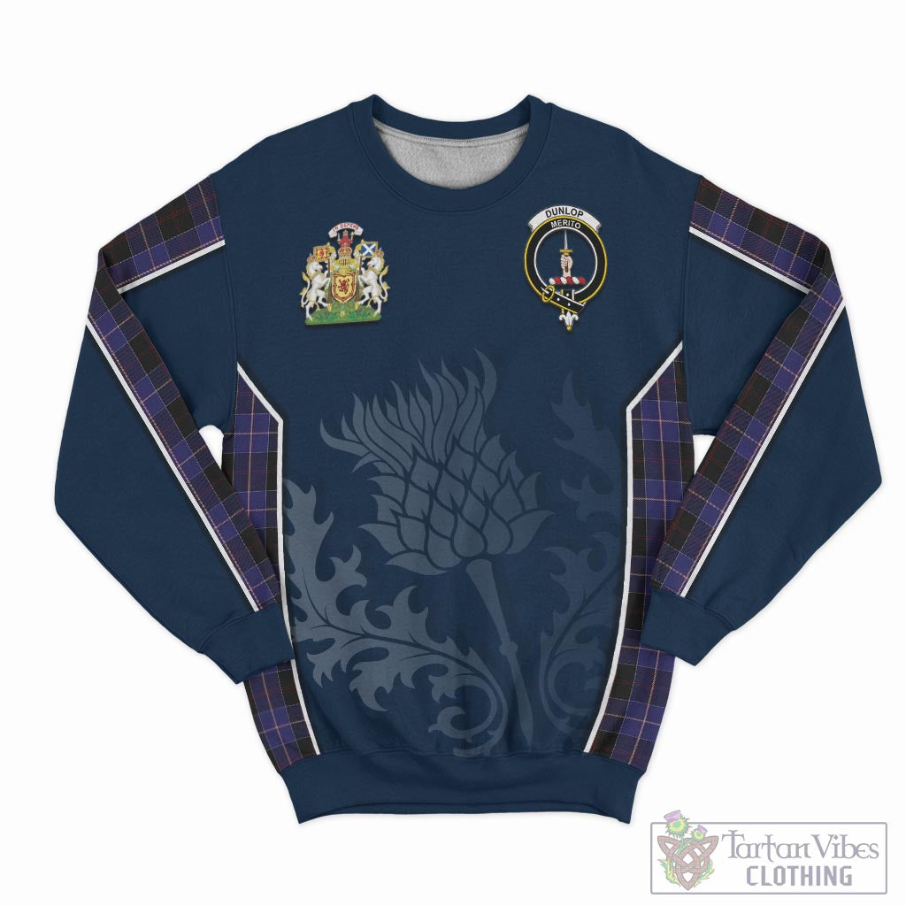 Tartan Vibes Clothing Dunlop Tartan Sweatshirt with Family Crest and Scottish Thistle Vibes Sport Style