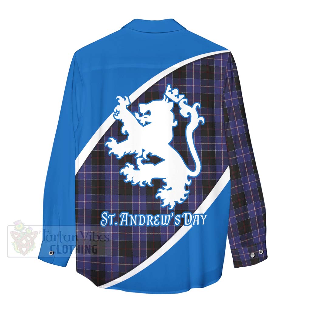 Tartan Vibes Clothing Dunlop Family Crest Tartan Women's Casual Shirt Celebrate Saint Andrew's Day in Style