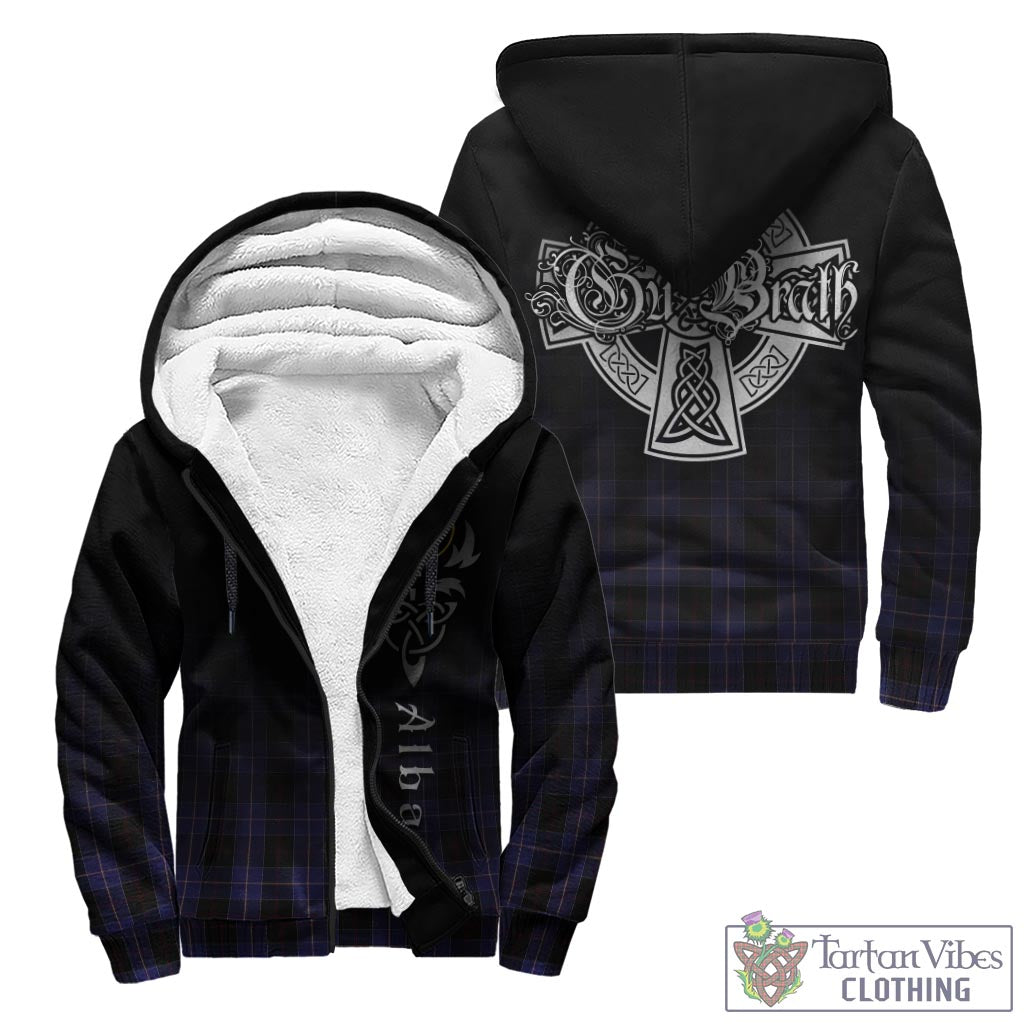 Tartan Vibes Clothing Dunlop Tartan Sherpa Hoodie Featuring Alba Gu Brath Family Crest Celtic Inspired