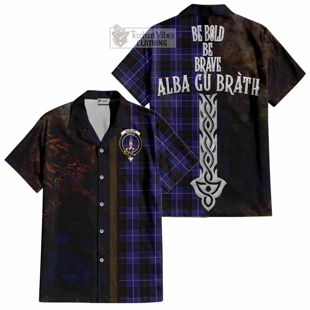 Dunlop Tartan Family Crest Hawaiian Shirt Alba Gu Brath Be Brave Lion Ancient Style - Tartan Vibes Clothing