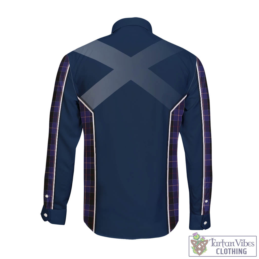 Tartan Vibes Clothing Dunlop Tartan Long Sleeve Button Up Shirt with Family Crest and Scottish Thistle Vibes Sport Style